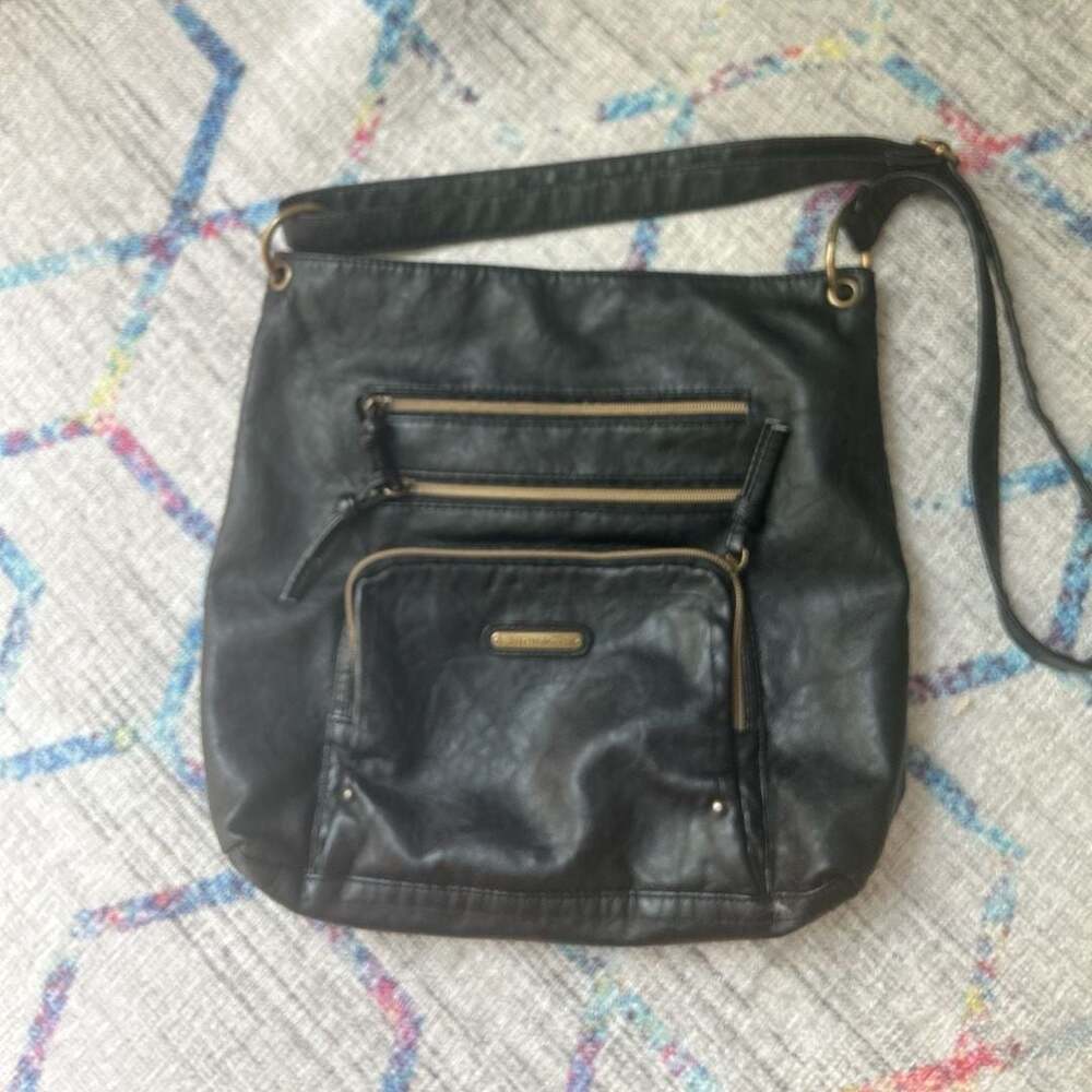 Stone & Co Black Faux Leather Multi-Pocket Crossbody Bag